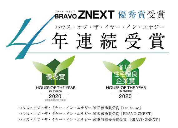 「ハウス・オブ・ザ・イヤー・イン・エナジー2020」優秀賞・省エネ住宅優良企業賞をW受賞