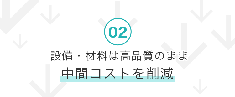 02. 設備・材料は高品質のまま中間コストを削減